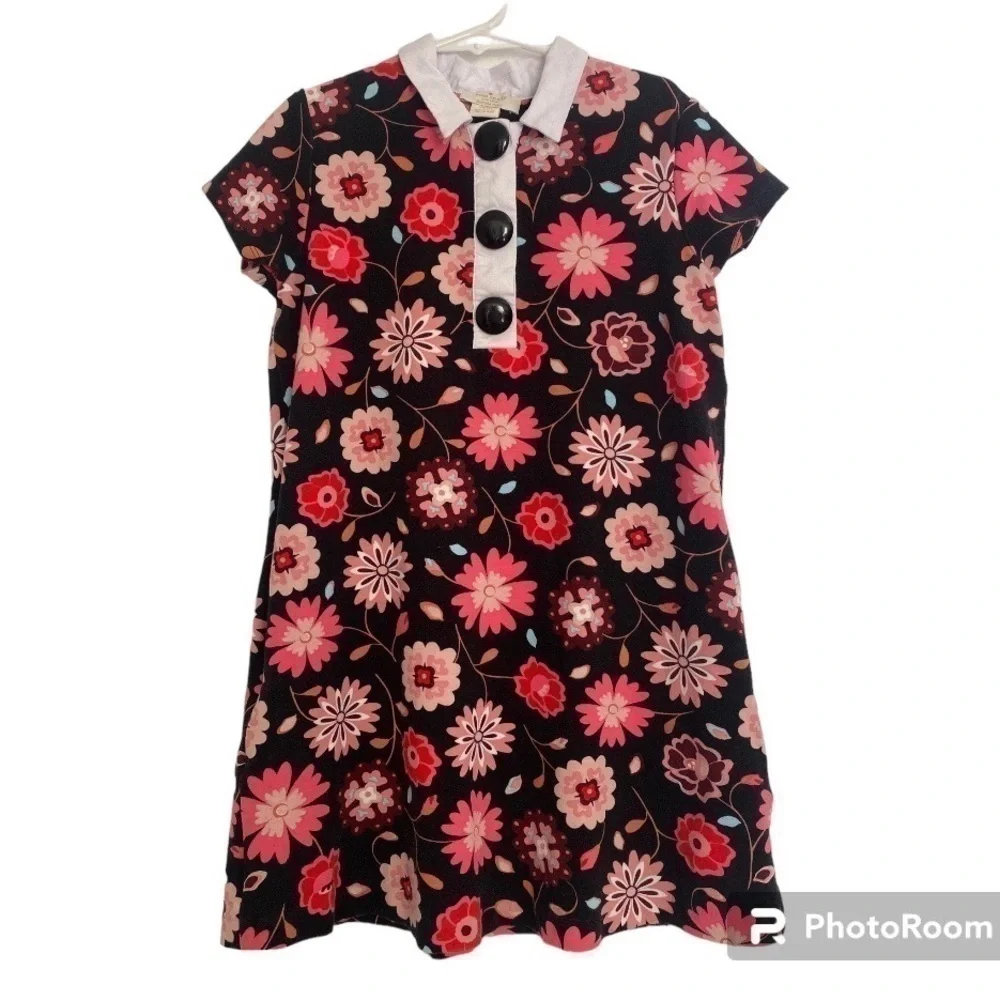 Kate Spade Toddler Designer Dress Floral Button Snap Baby 140/10Y - Picture 1 of 8